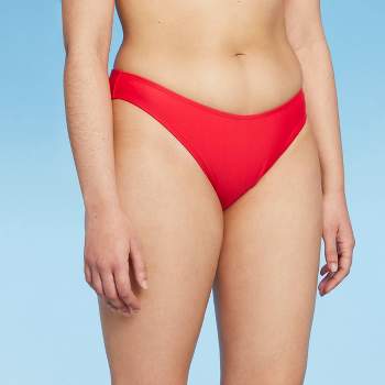 Women's Scoop Front High Leg Cheeky Bikini Bottom - Wild Fable™ Red XXS
