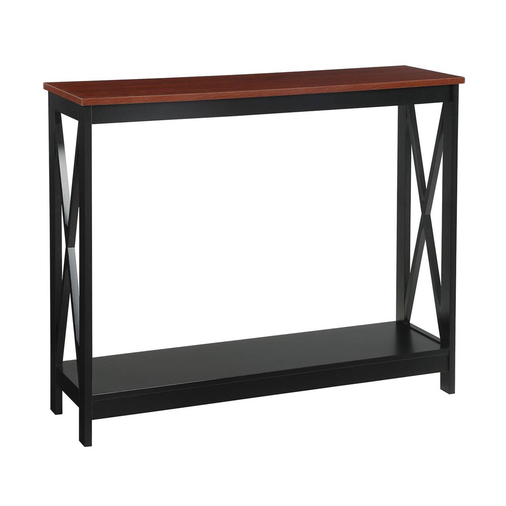 Breighton Home Oxford Console Table with Shelf in Cherry/Black