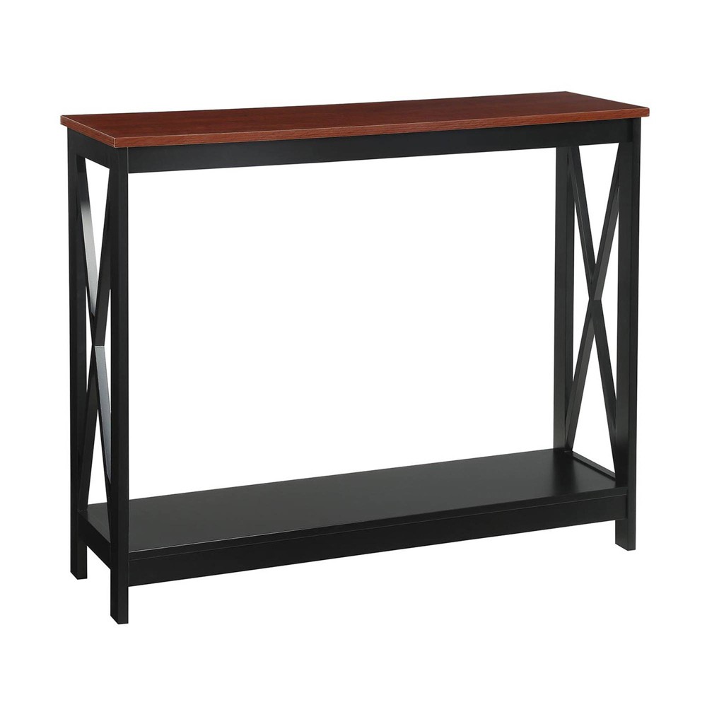 Photos - Coffee Table Breighton Home Xavier Console Table with Shelf Cherry/Black: Hardwood Fram