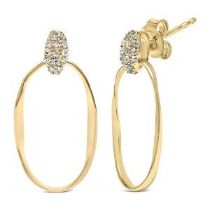 Haus of Brilliance 14K Yellow Gold Plated Silver 1/10 Cttw Diamond Textured Oval Dangle Earrings - 1 of 4