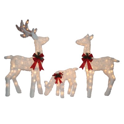 Season's Designs Christmas Snowy Tinsel Deer Assortment W/ Led Ligh