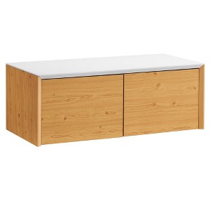 Modway Kinetic Wall-Mount Cabinet – Floating Office Storage Unit with Sliding Doors and Open Shelves for Workspace Organization - 1 of 4