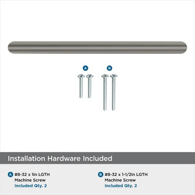 Satin Nickel Modern Industrial Bar Pull with Mounting Hardware