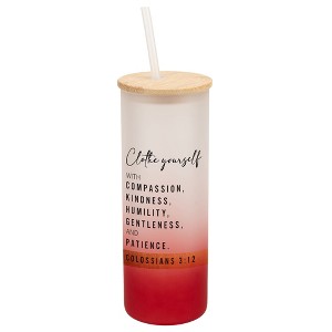 Elanze Designs Clothe Yourself Compassion Colossians 3:12 Wrap-Around Design 25 Ounce Frosted Gradient Glass On-The-Go Coffee Travel Skinny Tumbler - 1 of 1