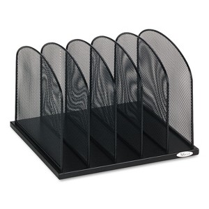 Safco Onyx Mesh Desk Organizer with Upright Sections, 5 Sections, Letter to Legal Size Files, 12.5" x 11.25" x 8.25", Black - 1 of 2