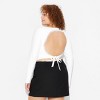 Women's Long Sleeve Lace Trim Open Back Top - Wild Fable™ - 3 of 3