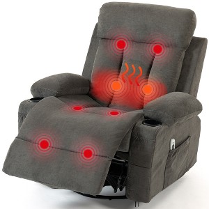 Bosmiller Rocker Recliner Chair with Vibration Massage and Heat, 360° Swivel Rocking, Ergonomic Lounge Chair with Side Pocket, Cup Holders - 1 of 4