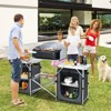 Tangkula Portable Camping Kitchen Table Aluminum Fold-Up Camping Kitchen with Windscreen for BBQ, Picnic, Party  Gray/Black - 3 of 4