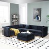 Luxurious 100.8 Velvet Upholstered U-Shaped Corner Sectional Sofa with Ottoman, Vertical Channel Tufting, Gold Base, and 4 Pillows - 3 of 4