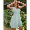 WhizMax Women's Short Sleeve  V Neck Swiss Dot Ruffle Tiered Mini Dress Casual Loose Flowy Swing A-Line Dress - 4 of 4