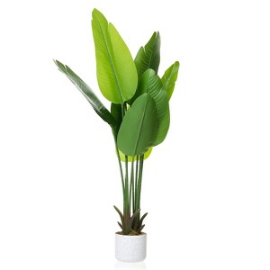 Orieon 3.8FT Artificial Bird of Paradise Tree, Tall Faux Banana Leaf Plant with Planter for Indoor Outdoor Home Office Decor - 1 of 4