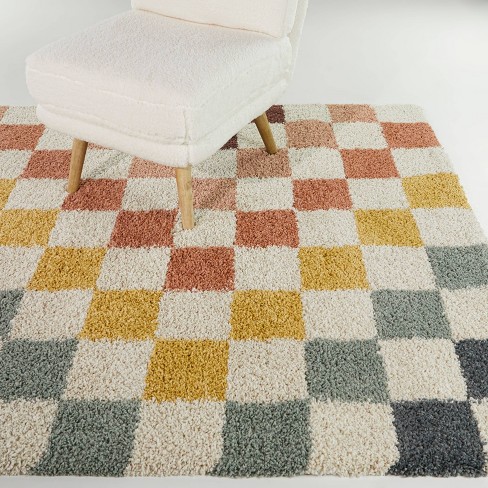 5'3x7' Sydney Rainbow Checkered Shag Kids' Rug Cream - Balta Rugs