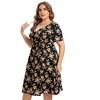 V Neck Hide Belly Dresses for Plus Size Women Sundress Drawstring Waist Short Sleeve Dress Fit and Flare Dress Midi Dress - 3 of 4