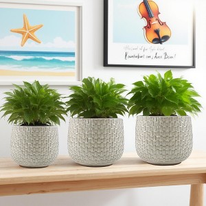 Wooakway 9" Dia Outdoor Indoor Ceramic Planter Pot Decorative Planter with Drainage Hole Patio Flower Pot - 1 of 4