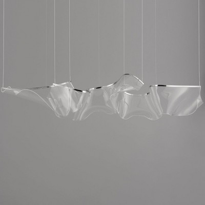 Polished Chrome 3-Light LED Pendant with Patterned Acrylic Shades