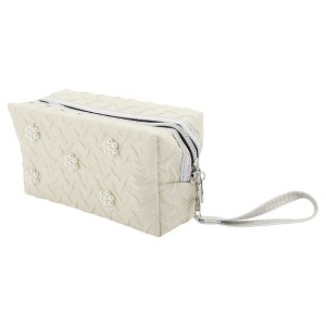 Unique Bargains Women's Portable Solid Color Faux Pearls Makeup Bag 1 Pc - 1 of 3