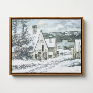 11"x14" Snowy Town Burlap Wall Art - Hearth & Hand™ with Magnolia - 1 of 3