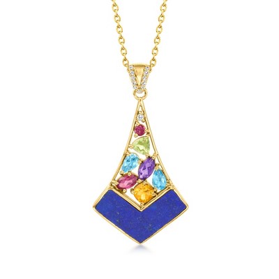 Ross-Simons 1.69 ct. t.w. Multi-Gemstone Pendant Necklace in 18kt Gold Over Sterling