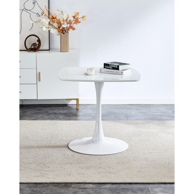 VYNXARIA Versatile White MDF Dining and Coffee Table with Metal Legs