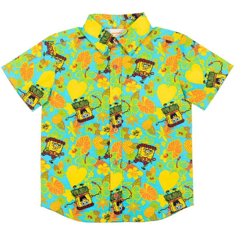 SpongeBob SquarePants Short Sleeve Button Down Shirt Blue, 1 of 8