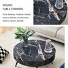 Round Coffee Table Modern Cocktail Table Center Table Side Table Accent Table with Marble-Patterned Top, White/Black-ModernLuxe - 4 of 4