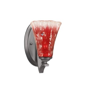 Toltec Lighting Zilo 1 - Light Sconce in  Graphite with 5.5" Fluted Raspberry Crystal Shade - 1 of 1