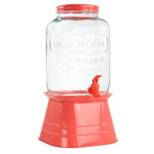 Gibson Home Chiara 2 Gallon Glass Mason Jar Dispenser with Metal Lid and Base in Red - 1 of 4