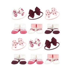 Hudson Baby Infant Girl 12Pc Headband and Socks Giftset, Rose, One Size - 1 of 2