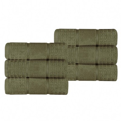 Zero Twist Cotton Waffle Honeycomb Medium Weight Hand Towel Set of 6 by Blue Nile Mills