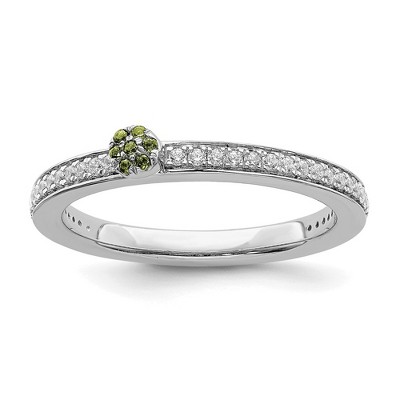 Black Bow Jewelry 14k White Gold, Peridot & 1/8 Ctw Diamond Stackable Ring