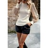 Coolmee Women's Turtleneck Tops Puff Sleeve Shiny Sequins Ribbed Blouses Knit Casual Fall Shirts - 3 of 4