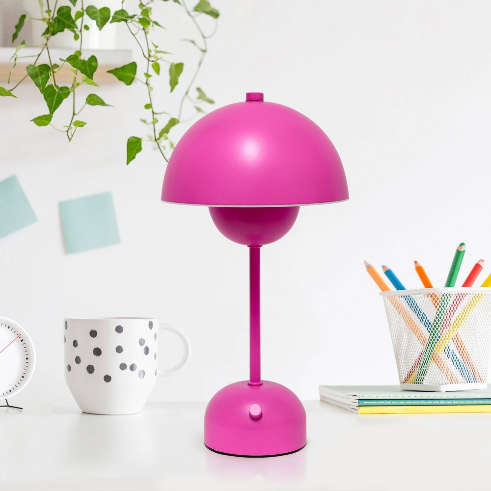 Simple Designs 11.8" Mushroom Magic Dimming (Includes LED Light Bulb) Touch Stick Lamp Portable and Rechargeable Hot Pink