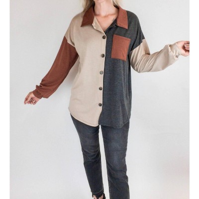 Women's Color Block Shacket - HEIMISH USA