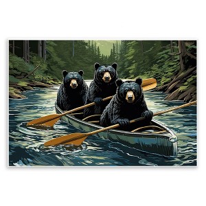 Stupell Industries Woodland Canoeing Bears Wall Plaque Art - 1 of 4