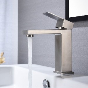 Single-Handle Vanity Sink Faucet with Waterfall Spout for Bathroom - 1 of 4