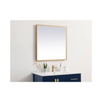 Elegant Brass Rectangular LED Mirror with Adjustable Color Temperature
