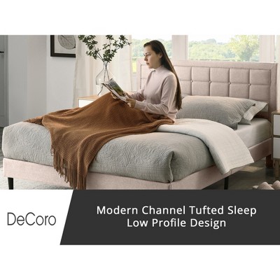 Mornington Linen Upholstered Full Size Platform Bed Frame with Wood Slats