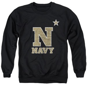 Us Naval Academy Official Distressed Primary Adult Crewneck Sweatshirt, Black - 1 of 4