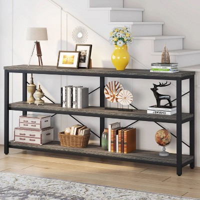 Hommoo 70.9" Console Table, 3-Tier Sofa Table with Metal Frame