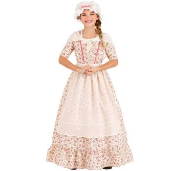 HalloweenCostumes.com Small Girl Colonial Girl Kid's Costume, White/Pink/Pink