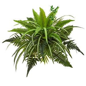 Nearly Natural 22-in Mixed Greens and Fern Artificial Bush Plant (Set of 3) - 1 of 1