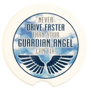 Dicksons CC-12 Guardian Angel Can Fly Blue and White 2.5 Inch Ceramic Car Coasters Pack of 2 - 1 of 2