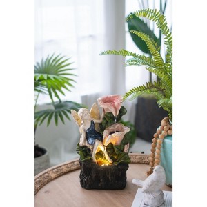 Gulches 8.9*4.7*13.4" Decorative 3 Tier Tabletop Water Fountain with Fairy, Angel Girl with Pink Flower Design, for Indoor Tabletop and Outdoor - 1 of 4
