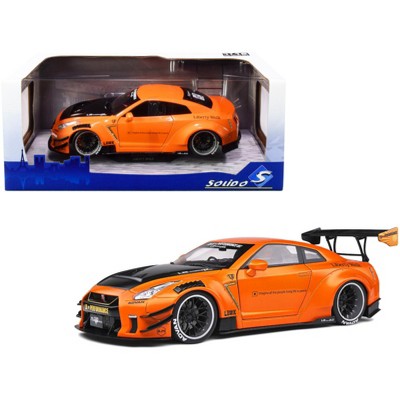 2020 Nissan GT-R (R35) Type 2 LB Work RHD (Right Hand Drive) Orange Metallic with Black Hood 1/18 Diecast Model Car by Solido