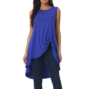 Seta T Women's High Low Hem Sleeveless Crew Neck Dressy Casual Shirts - 1 of 4