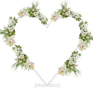 Artloge Large Heavy Duty Heart Shape Wedding Arch White Dual Layers Metal Support Flower Balloon Backdrop Stand Decor for Ceremony, Proposal - 1 of 4