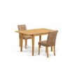 East West Furniture NFAS3-MAH-26 3 Piece Dining Table Set consists A Dining Table and 2 Burgundy Faux Leather Upholstered Chairs, Mahogany - 2 of 4