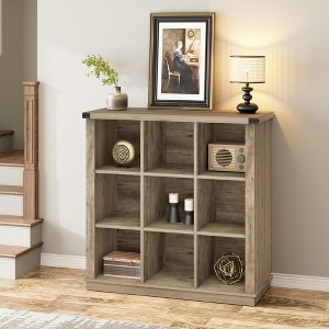 8 Cube Storage Organizer Book shelf, 3 Tier Horizontal Bookcase, Industrial Storage Bookcase for Entryway, Low Bookshelf for Living Room - 1 of 4