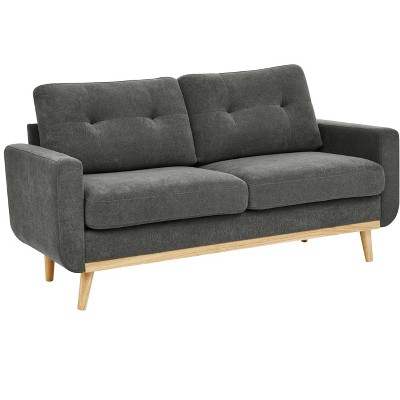 TiramisuBest 67.7" Wide Mid-Century Modern Upholstered Tufted Loveseat Sofa With Wooden Legs