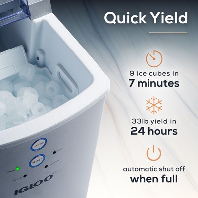 Compact Silver Stainless Steel Portable Countertop Ice Maker